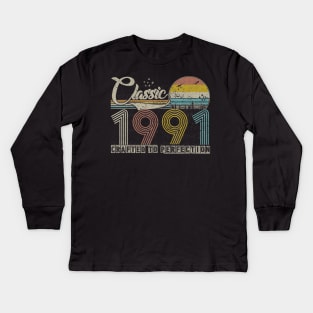 Classic 29th birthday gift for men women Vintage 1991 Kids Long Sleeve T-Shirt